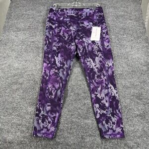Athleta Rainer Printed Leggings Womens 1X Purple Floral Workout Yoga Casual New